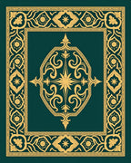 Ornate Gold Teal Scrollwork Design Rug