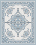 Ornate Blue Floral Symmetry Rug