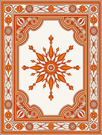 Orange Floral Medallion Scrollwork Rug