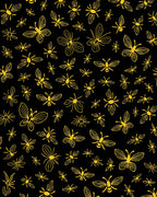 Golden Insects And Butterflies Pattern Rug