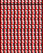 Abstract Geometric Red White Pattern Rug
