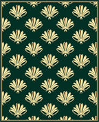 Elegant Fan Patterned Dark Teal Rug