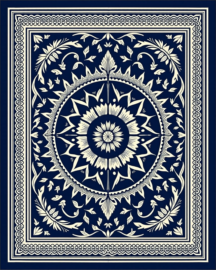 Intricate Floral Mandala Pattern Rug