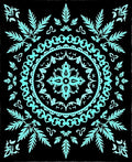 Cyan Mandala Leaf Patterned Rug