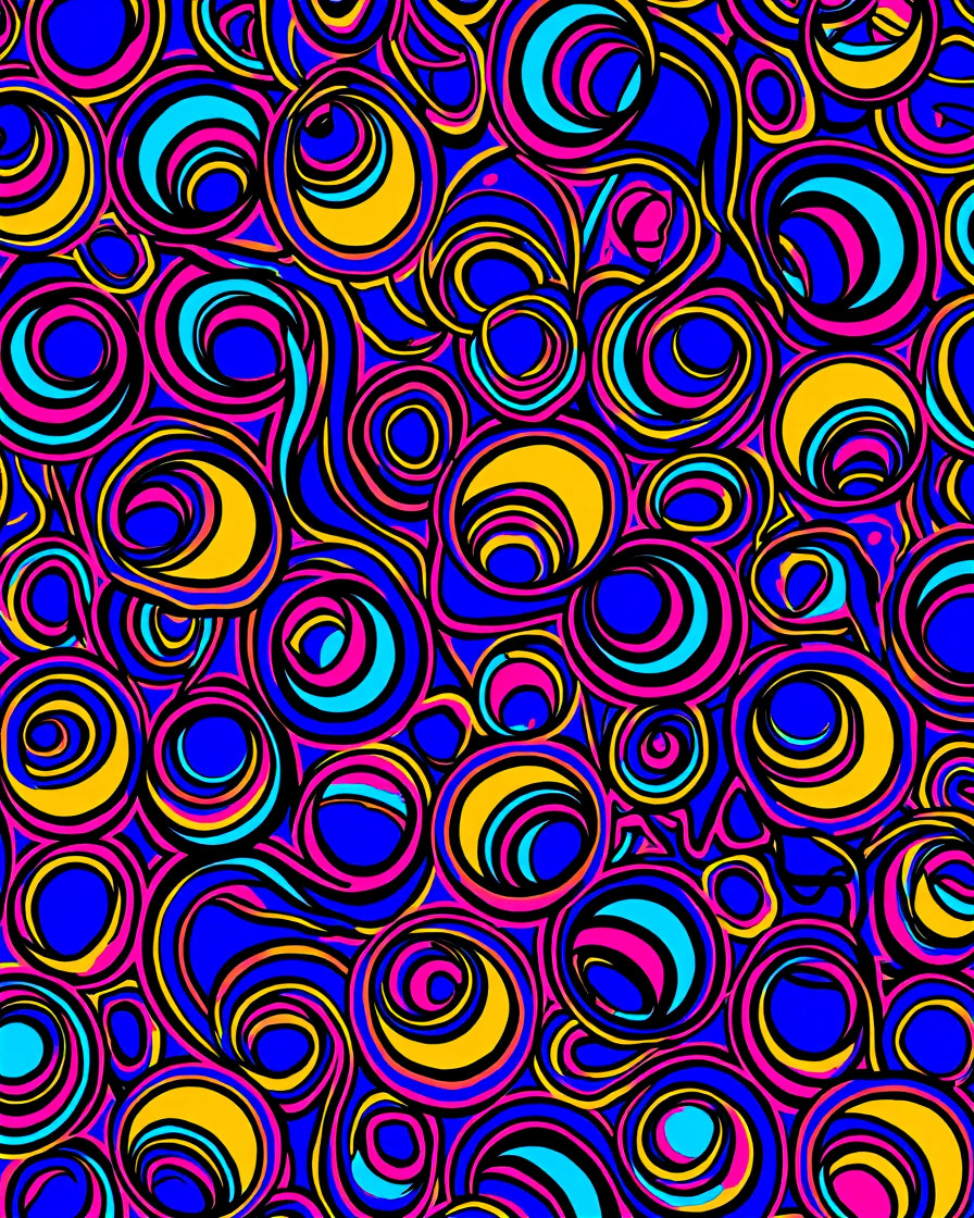 Vibrant Swirls And Circles Funky Pattern Rug