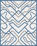Abstract Blue Gray Interlocking Lines Rug