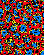 Bold Abstract Blue Yellow Creatures Rug