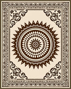 Ornate Mandala Round Border Design Rug