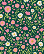 Pink White Wildflower Pattern Rug