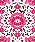 Bold Floral Pink White Medallion Design Rug