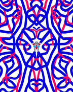 Abstract Interlocking Blue Red Lines Rug