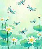 Dragonfly And Lotus Flower Pattern Rug