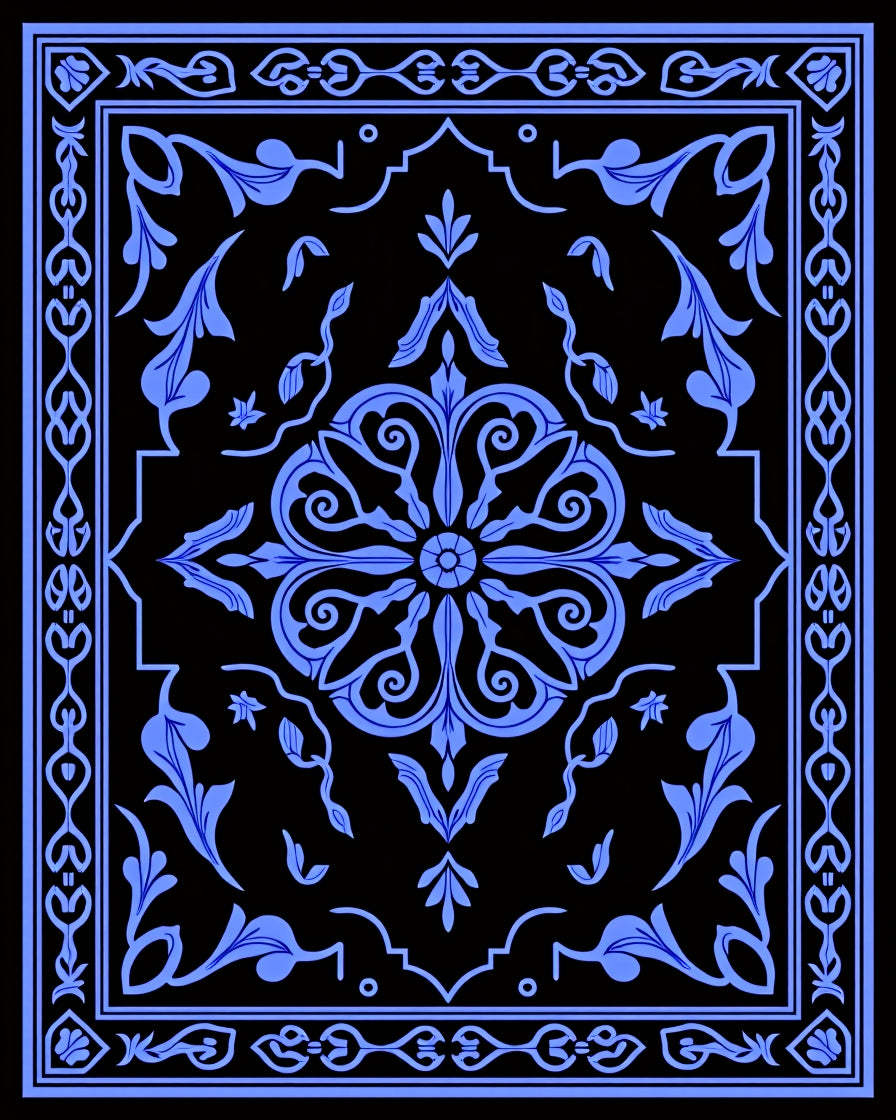 Elegant Blue Floral Vintage Pattern Rug