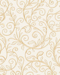 Elegant Gold Swirl Leaf Pattern Rug