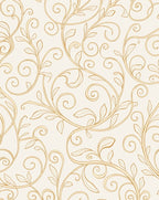 Elegant Gold Swirl Leaf Pattern Rug