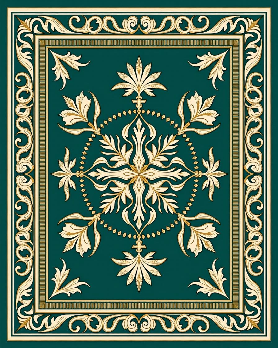 Regal Floral Medallion Border Design Rug