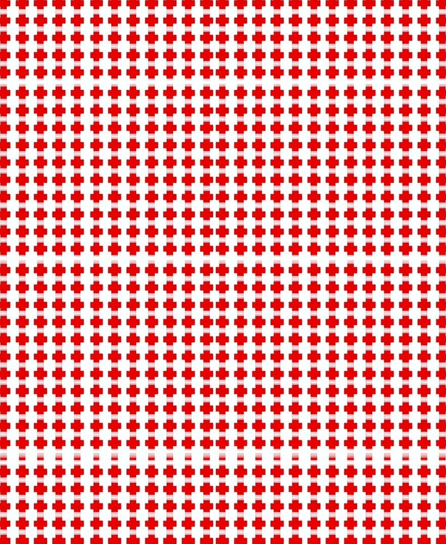 Red Cross Patterned Geometric Rug