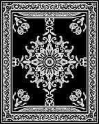 Ornate Black White Floral Mandala Rug