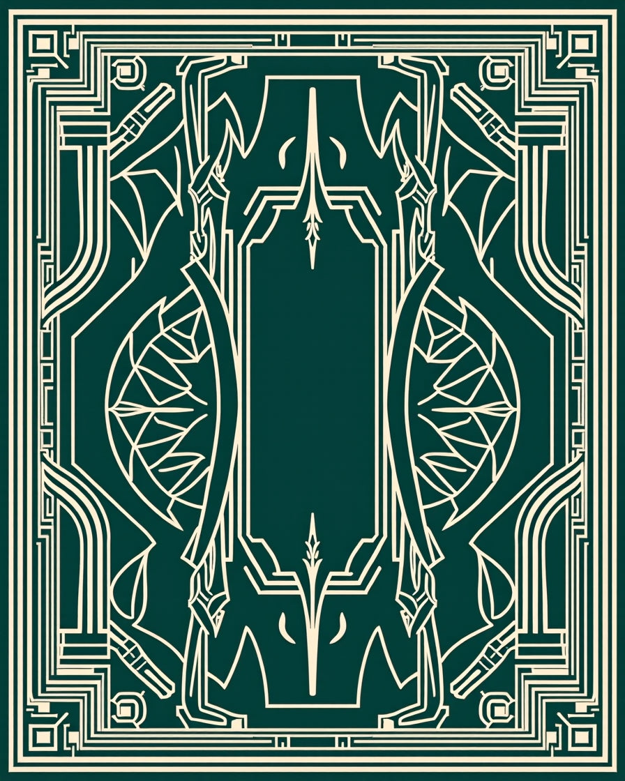 Emerald Geometric Art Deco Style Rug