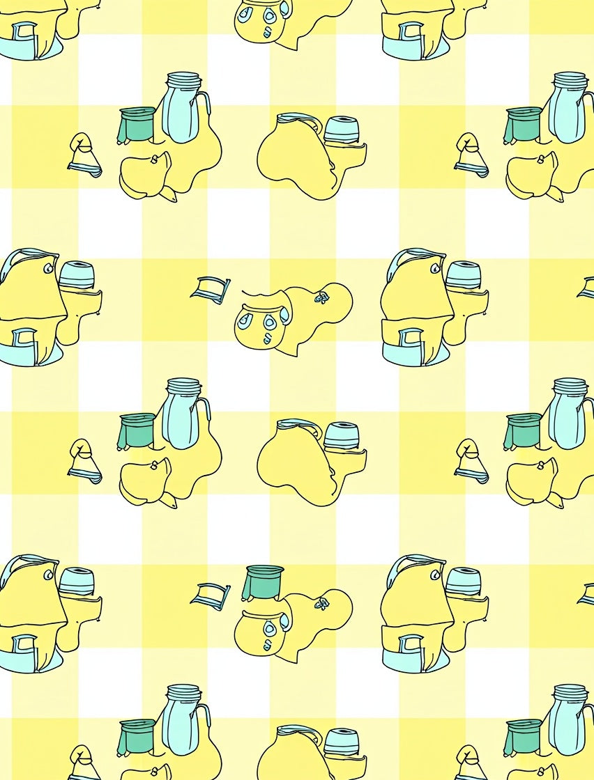 Cheery Yellow Gingham Creature Pattern Rug