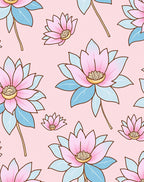 Pink Blue Floral Pattern Rug