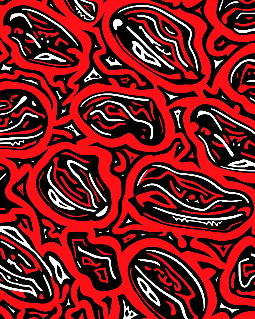 Bold Red Abstract Graphic Design Rug