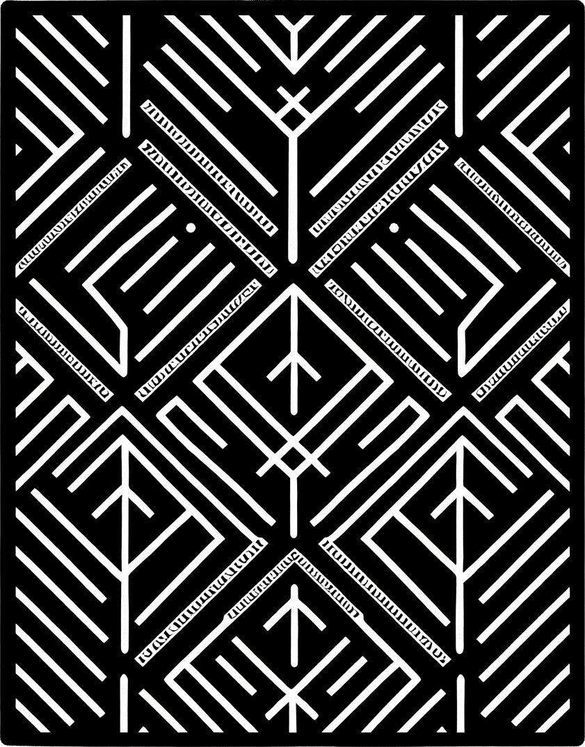 Modern Black White Geometric Pattern Rug