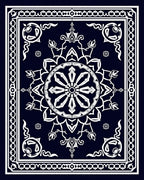 Intricate Floral Medallion Dark Blue Revival Rug