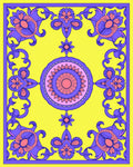 Bright Floral Medallion Border Design Rug