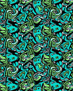 Fluid Black Green Teal Abstract Pattern Rug