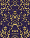 Gold Damask Pattern on Deep Purple Rug