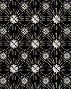 Starburst Floral Patterned Black Gold Rug