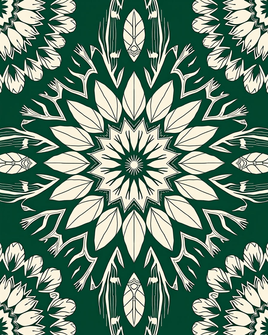 Nature Inspired Floral Mandala Pattern Rug