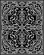 Intricate Black White Floral Design Rug