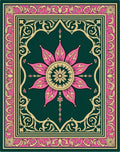 Intricate Floral Medallion With Pink Gold Border Rug