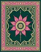 Intricate Floral Medallion With Pink Gold Border Rug