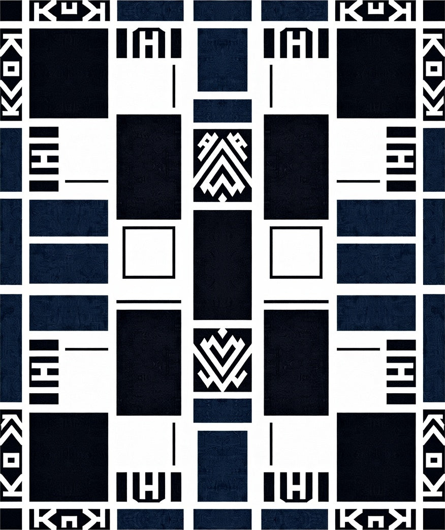 Geometric Art Deco Black And White Rug