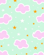 Pink Clouds And 3 Color Stars Rug