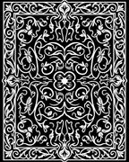 Exotic Black White Floral Swirls Rug
