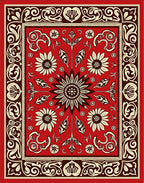 Bold Floral Red Patterned Rug