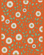 Orange Daisy and Leaf Pattern Rug