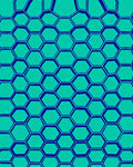 Modern Teal And Blue Hexagonal Pattern Rug