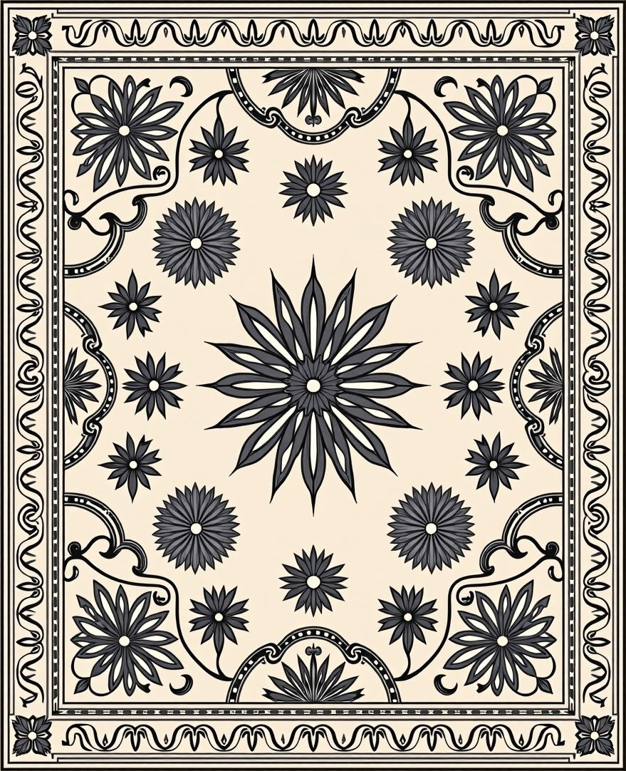 Ornate Floral Pattern Rug