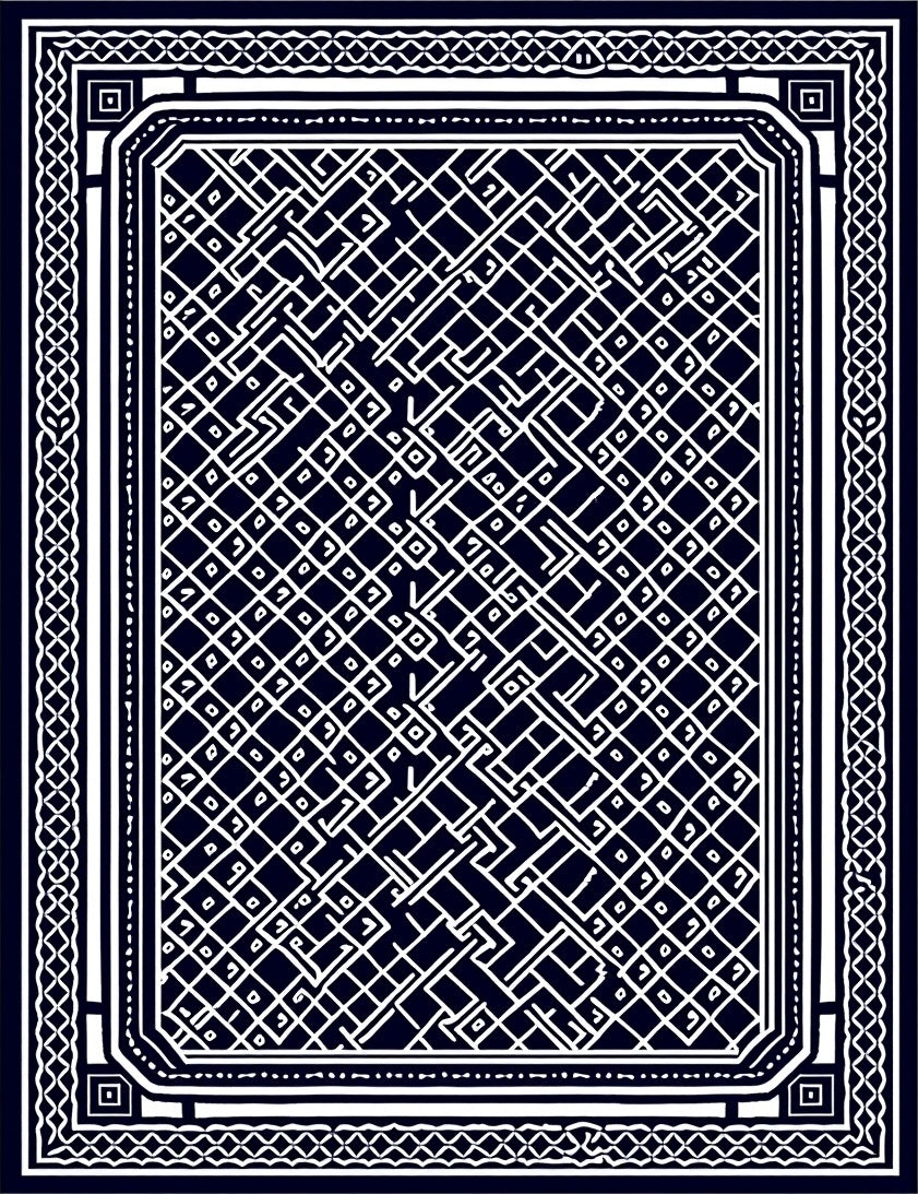 Intricate Geometric Patterned Dark Rug