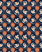 Orange White Swirl Modern Geometric Pattern Rug