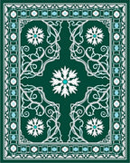 Emerald Snow Flurry Floral Border Rug