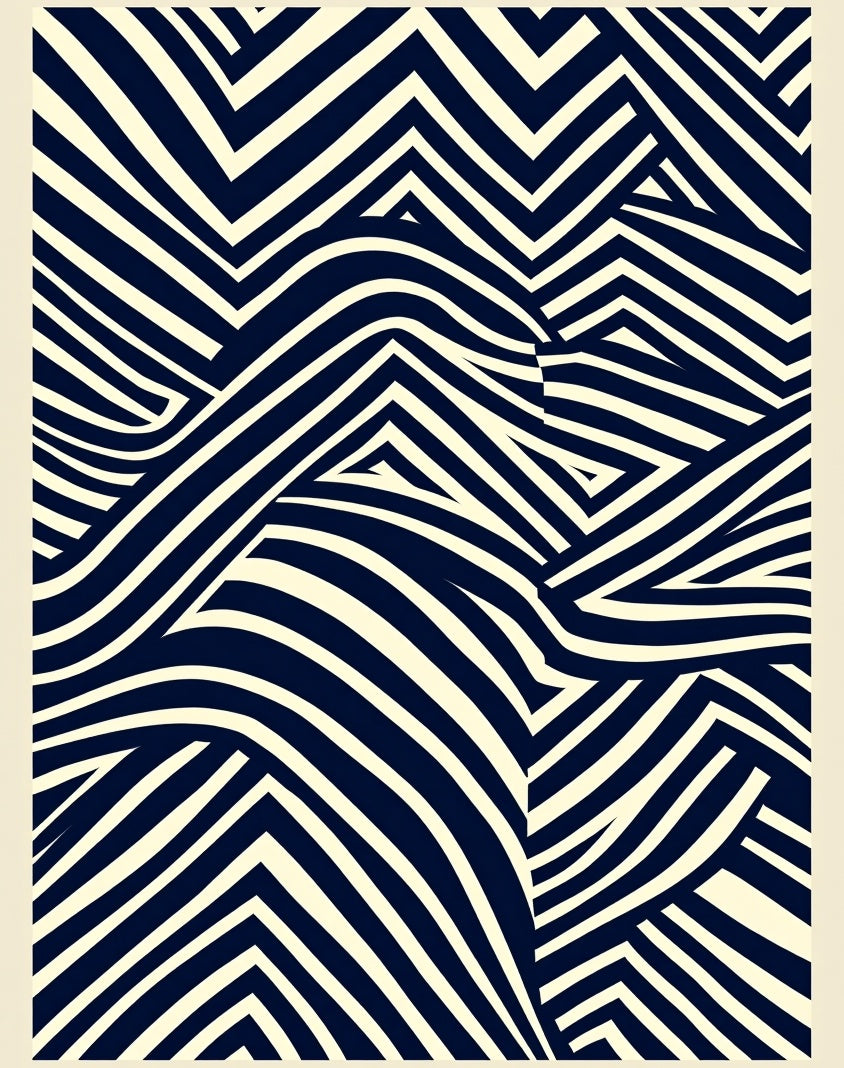 Abstract Navy Cream Geometric Rug