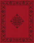 Elaborate Black Border Red Center Design Rug