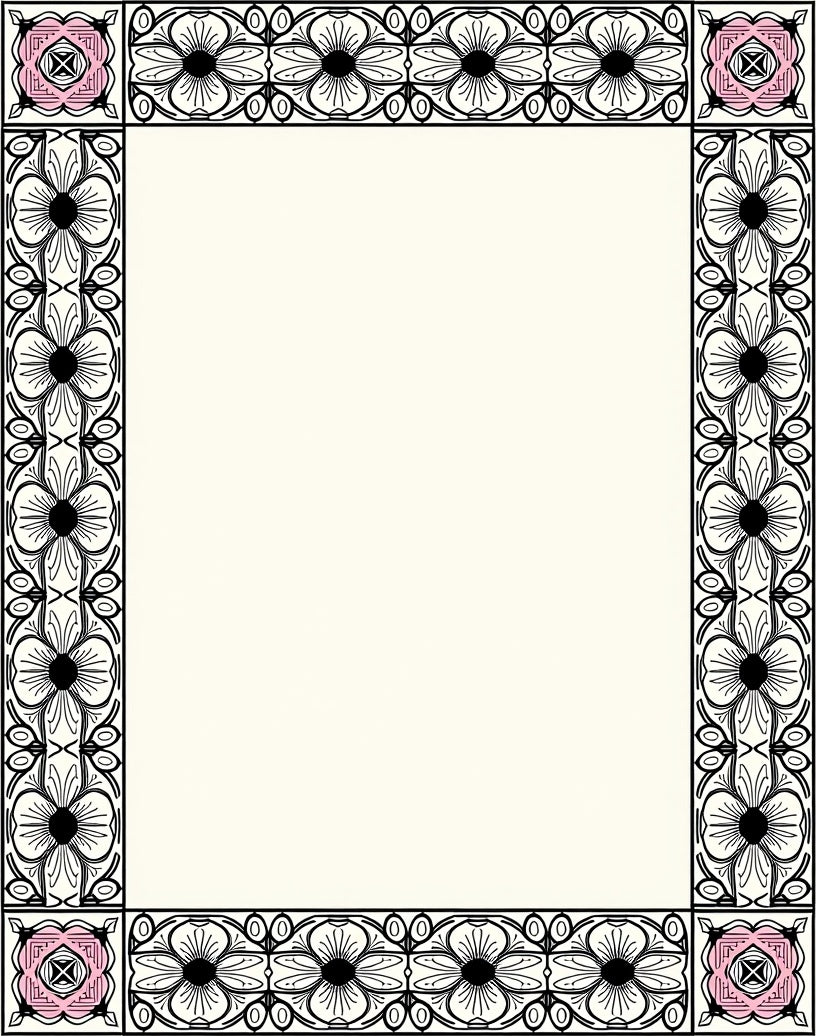 Floral Border With 4-Petal Flower Pattern Rug