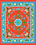 Vibrant Floral Medallion Border Rug